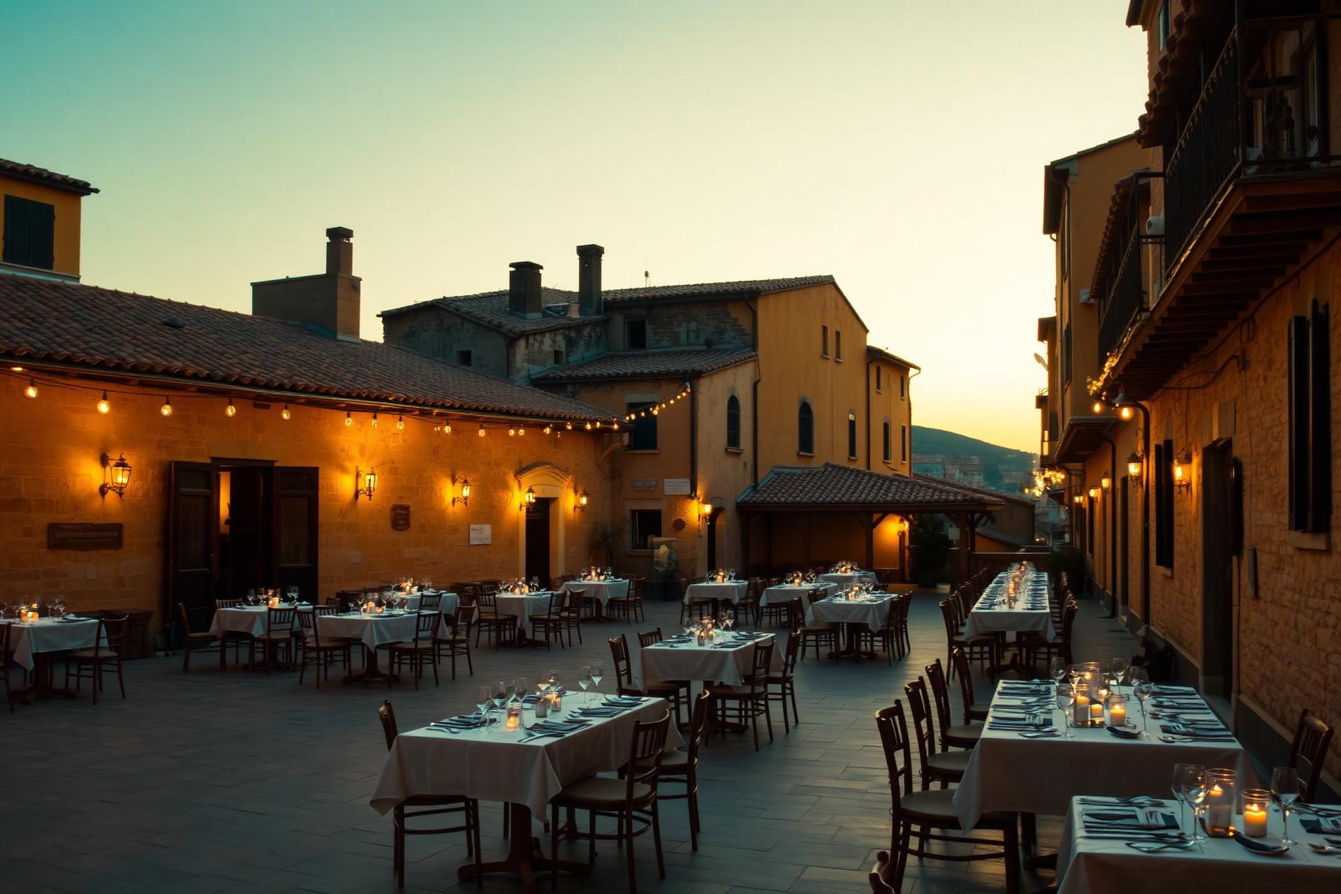 Golden hour in an Italian piazza